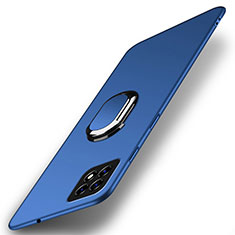Hard Rigid Plastic Matte Finish Case Cover with Magnetic Finger Ring Stand A01 for Oppo A72 5G Blue