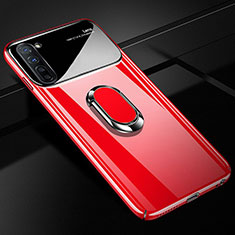 Hard Rigid Plastic Matte Finish Case Cover with Magnetic Finger Ring Stand A01 for Oppo Find X2 Lite Red