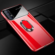 Hard Rigid Plastic Matte Finish Case Cover with Magnetic Finger Ring Stand A01 for Oppo Find X2 Neo Red
