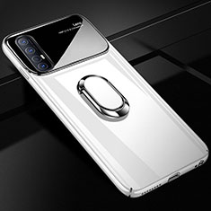 Hard Rigid Plastic Matte Finish Case Cover with Magnetic Finger Ring Stand A01 for Oppo Find X2 Neo White