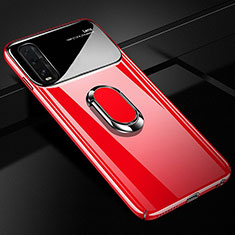 Hard Rigid Plastic Matte Finish Case Cover with Magnetic Finger Ring Stand A01 for Oppo Find X2 Red