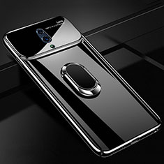 Hard Rigid Plastic Matte Finish Case Cover with Magnetic Finger Ring Stand A01 for Oppo K3 Black