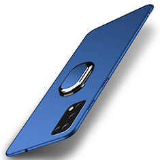 Hard Rigid Plastic Matte Finish Case Cover with Magnetic Finger Ring Stand A01 for Oppo K7x 5G Blue
