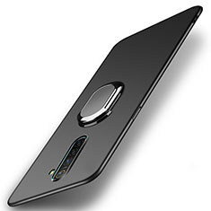 Hard Rigid Plastic Matte Finish Case Cover with Magnetic Finger Ring Stand A01 for Oppo Reno Ace Black