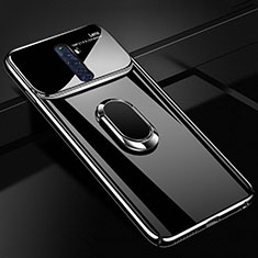 Hard Rigid Plastic Matte Finish Case Cover with Magnetic Finger Ring Stand A01 for Oppo Reno2 Z Black