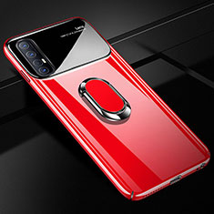 Hard Rigid Plastic Matte Finish Case Cover with Magnetic Finger Ring Stand A01 for Oppo Reno3 Pro Red