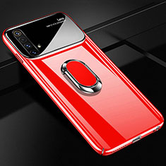 Hard Rigid Plastic Matte Finish Case Cover with Magnetic Finger Ring Stand A01 for Realme X50 5G Red