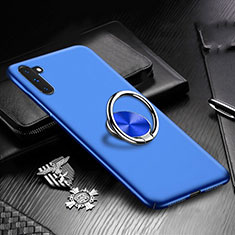 Hard Rigid Plastic Matte Finish Case Cover with Magnetic Finger Ring Stand A01 for Samsung Galaxy Note 10 Blue