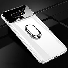 Hard Rigid Plastic Matte Finish Case Cover with Magnetic Finger Ring Stand A01 for Samsung Galaxy Note 9 White