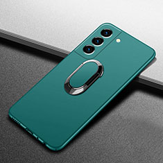 Hard Rigid Plastic Matte Finish Case Cover with Magnetic Finger Ring Stand A01 for Samsung Galaxy S21 FE 5G Green