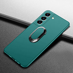 Hard Rigid Plastic Matte Finish Case Cover with Magnetic Finger Ring Stand A01 for Samsung Galaxy S24 5G Green