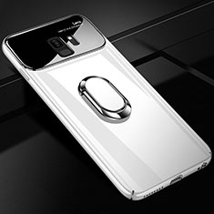 Hard Rigid Plastic Matte Finish Case Cover with Magnetic Finger Ring Stand A01 for Samsung Galaxy S9 White