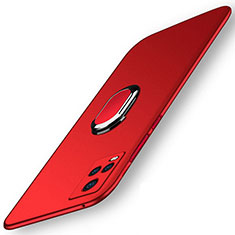 Hard Rigid Plastic Matte Finish Case Cover with Magnetic Finger Ring Stand A01 for Vivo V20 Pro 5G Red