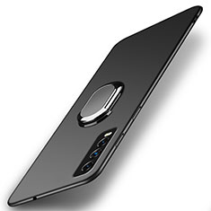 Hard Rigid Plastic Matte Finish Case Cover with Magnetic Finger Ring Stand A01 for Vivo Y11s Black