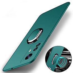 Hard Rigid Plastic Matte Finish Case Cover with Magnetic Finger Ring Stand A01 for Xiaomi Mi 12 5G Green