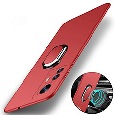 Hard Rigid Plastic Matte Finish Case Cover with Magnetic Finger Ring Stand A01 for Xiaomi Mi 12 5G Red