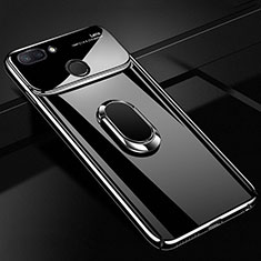 Hard Rigid Plastic Matte Finish Case Cover with Magnetic Finger Ring Stand A01 for Xiaomi Mi 8 Lite Black