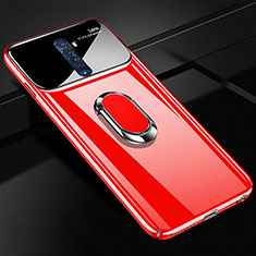 Hard Rigid Plastic Matte Finish Case Cover with Magnetic Finger Ring Stand A02 for Oppo Reno2 Red