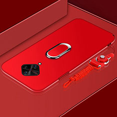 Hard Rigid Plastic Matte Finish Case Cover with Magnetic Finger Ring Stand A02 for Vivo S1 Pro Red