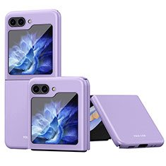 Hard Rigid Plastic Matte Finish Case Cover with Magnetic Finger Ring Stand AN1 for Samsung Galaxy Z Flip5 5G Purple