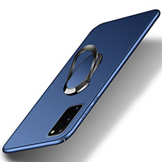 Hard Rigid Plastic Matte Finish Case Cover with Magnetic Finger Ring Stand for Samsung Galaxy S20 FE 5G Blue