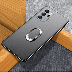 Hard Rigid Plastic Matte Finish Case Cover with Magnetic Finger Ring Stand for Xiaomi Redmi Note 10T 5G Black