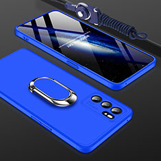 Hard Rigid Plastic Matte Finish Case Cover with Magnetic Finger Ring Stand GK2 for Oppo Reno6 Pro 5G India Blue