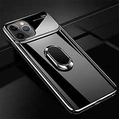 Hard Rigid Plastic Matte Finish Case Cover with Magnetic Finger Ring Stand P01 for Apple iPhone 11 Pro Max Black