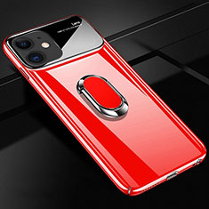 Hard Rigid Plastic Matte Finish Case Cover with Magnetic Finger Ring Stand P01 for Apple iPhone 11 Red