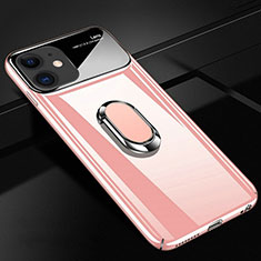 Hard Rigid Plastic Matte Finish Case Cover with Magnetic Finger Ring Stand P01 for Apple iPhone 11 Rose Gold