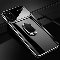 Hard Rigid Plastic Matte Finish Case Cover with Magnetic Finger Ring Stand P01 for Huawei Honor V30 5G Black