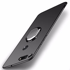 Hard Rigid Plastic Matte Finish Case Cover with Magnetic Finger Ring Stand P01 for Huawei Honor View 20 Black