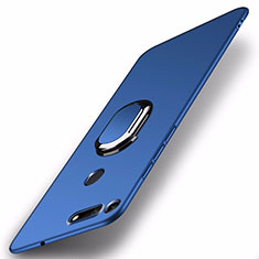 Hard Rigid Plastic Matte Finish Case Cover with Magnetic Finger Ring Stand P01 for Huawei Honor View 20 Blue