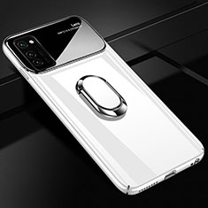 Hard Rigid Plastic Matte Finish Case Cover with Magnetic Finger Ring Stand P01 for Huawei Honor View 30 Pro 5G White