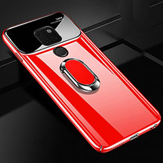 Hard Rigid Plastic Matte Finish Case Cover with Magnetic Finger Ring Stand P01 for Huawei Mate 20 X 5G Red