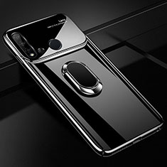 Hard Rigid Plastic Matte Finish Case Cover with Magnetic Finger Ring Stand P01 for Huawei Nova 5i Black