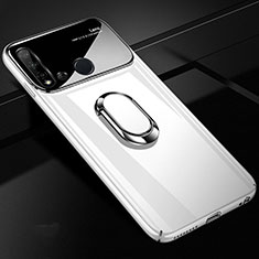 Hard Rigid Plastic Matte Finish Case Cover with Magnetic Finger Ring Stand P01 for Huawei Nova 5i White