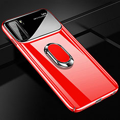 Hard Rigid Plastic Matte Finish Case Cover with Magnetic Finger Ring Stand P01 for Huawei Nova 7 SE 5G Red