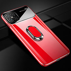 Hard Rigid Plastic Matte Finish Case Cover with Magnetic Finger Ring Stand P01 for Huawei Nova 8 SE 5G Red