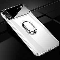 Hard Rigid Plastic Matte Finish Case Cover with Magnetic Finger Ring Stand P01 for Huawei P20 White