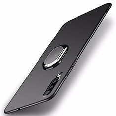 Hard Rigid Plastic Matte Finish Case Cover with Magnetic Finger Ring Stand P01 for Huawei P30 Black