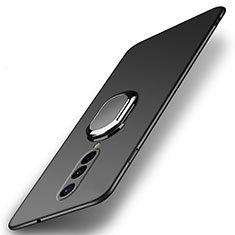 Hard Rigid Plastic Matte Finish Case Cover with Magnetic Finger Ring Stand P01 for OnePlus 8 Black