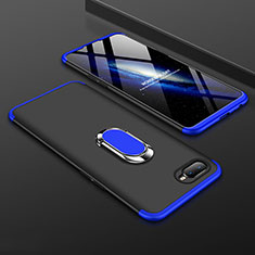 Hard Rigid Plastic Matte Finish Case Cover with Magnetic Finger Ring Stand P01 for Oppo K1 Blue and Black
