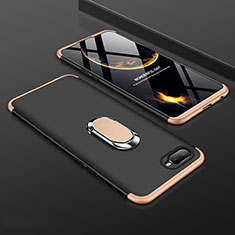 Hard Rigid Plastic Matte Finish Case Cover with Magnetic Finger Ring Stand P01 for Oppo K1 Gold and Black