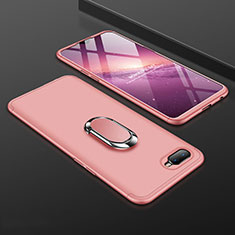 Hard Rigid Plastic Matte Finish Case Cover with Magnetic Finger Ring Stand P01 for Oppo K1 Rose Gold