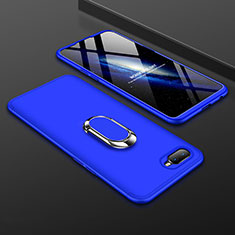 Hard Rigid Plastic Matte Finish Case Cover with Magnetic Finger Ring Stand P01 for Oppo R15X Blue