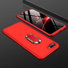 Hard Rigid Plastic Matte Finish Case Cover with Magnetic Finger Ring Stand P01 for Oppo R15X Red