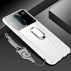 Hard Rigid Plastic Matte Finish Case Cover with Magnetic Finger Ring Stand P01 for Oppo R17 Pro White