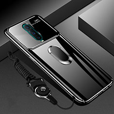 Hard Rigid Plastic Matte Finish Case Cover with Magnetic Finger Ring Stand P01 for Oppo RX17 Pro Black