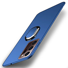Hard Rigid Plastic Matte Finish Case Cover with Magnetic Finger Ring Stand P01 for Samsung Galaxy Note 20 Ultra 5G Blue